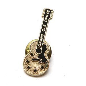 Vintage Grand Ole Opry Guitar Pin Nashville Stars Enamelled Gold Black Tennessee